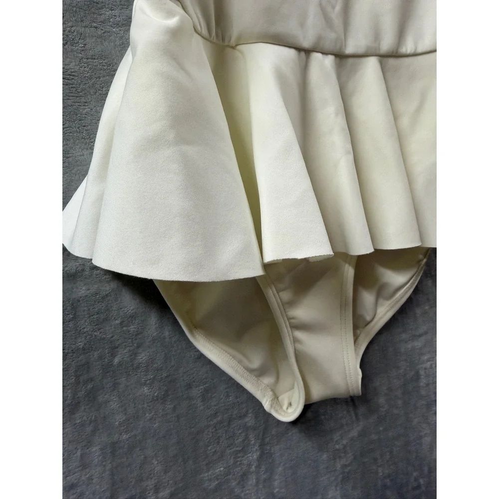 Vince Camuto Womens White Peplum One Piece Swimsuit Scoop Back Ivory Sz 10 NWT